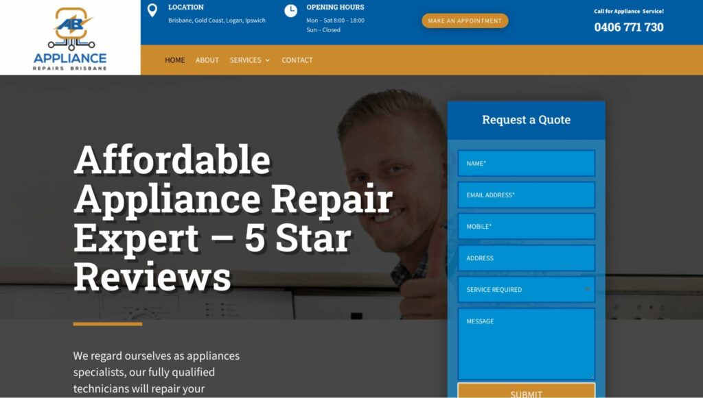 AB Appliance Repairs Homepage