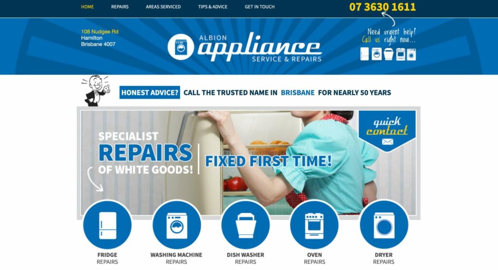 Albion Appliance Service Homepage