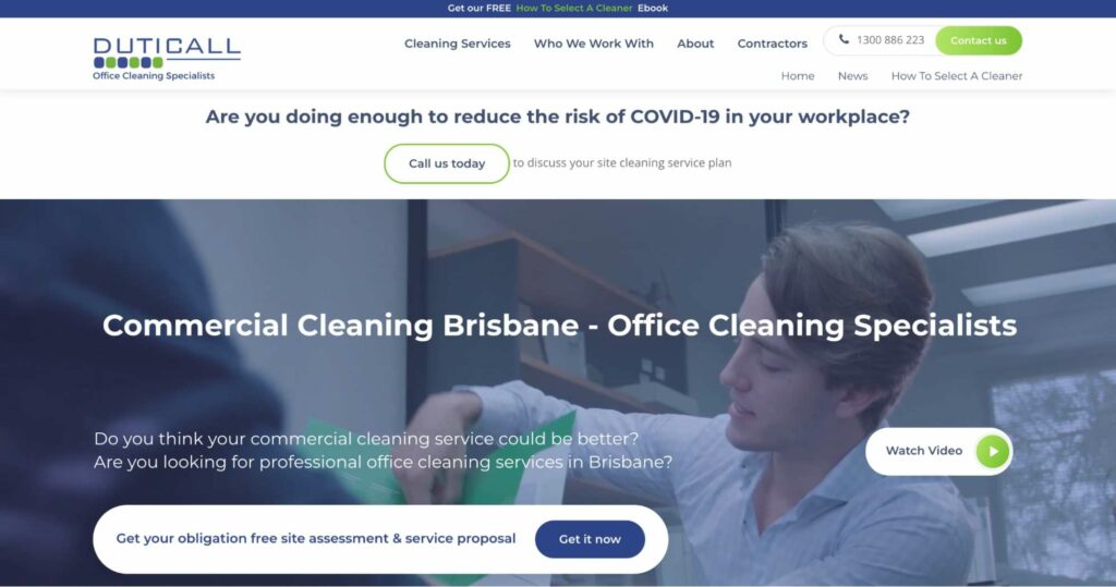 Duticall Office Cleaning Specialists Homepage