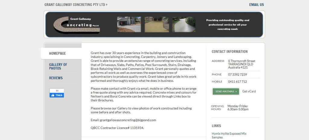 Grant Galloway Concreting Homepage
