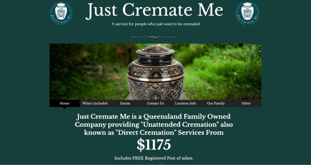 Just Cremate Me Homepage