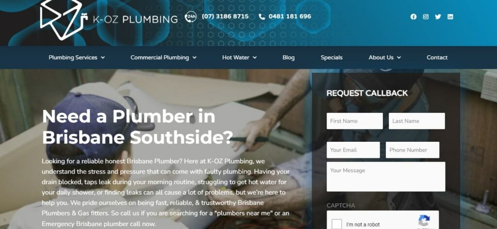 K-Oz Plumbing & Gas Homepage