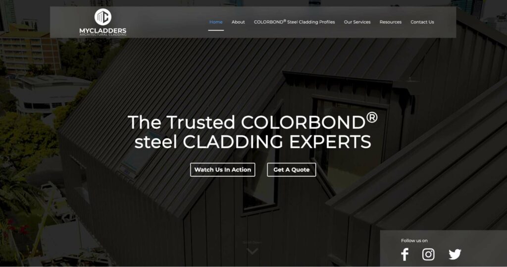 MyCladders Metal Roofing & Cladding Homepage