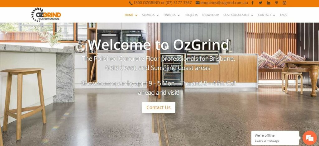 OzGrind Polished Concrete Homepage
