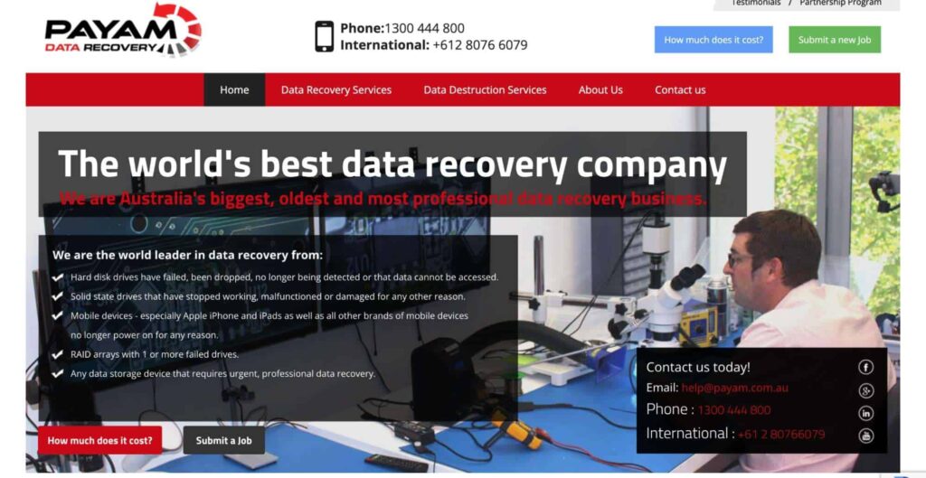 Payam Data Recovery Homepage