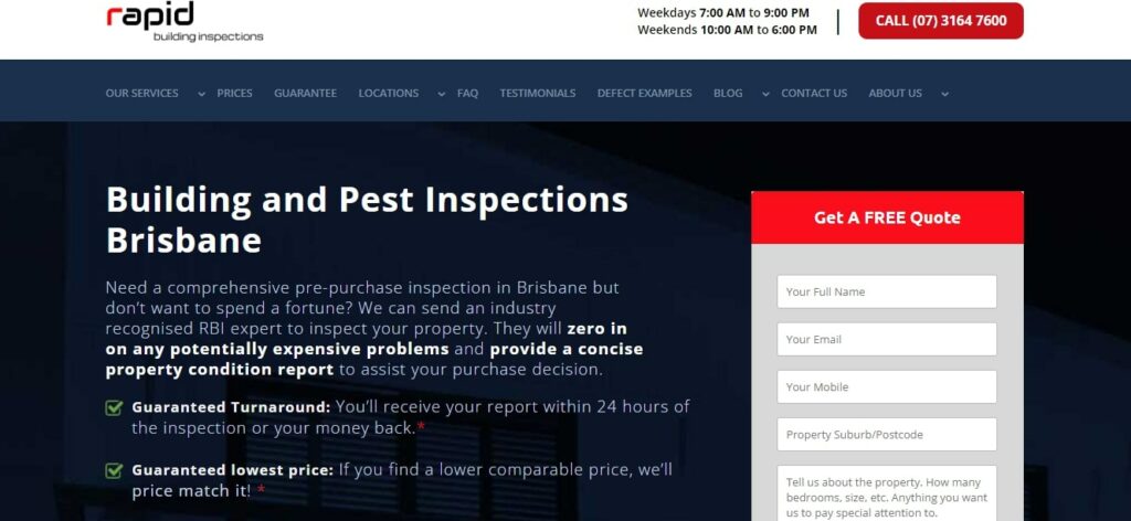 Rapid Building Inspections Homepage