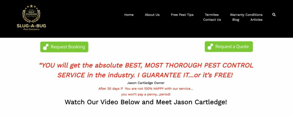 Slug A Bug Pest Control Homepage