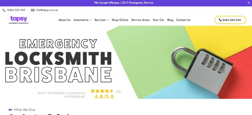 Tapsy Locksmith and Security Homepage
