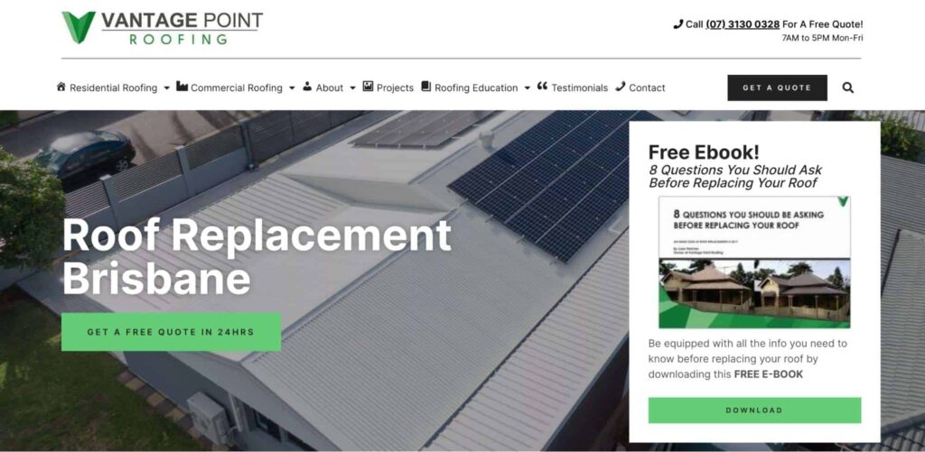 Vantage Point Roofing Homepage