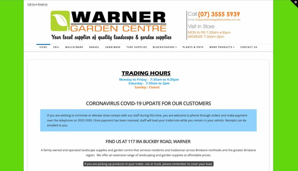 Warner Garden Centre Homepage