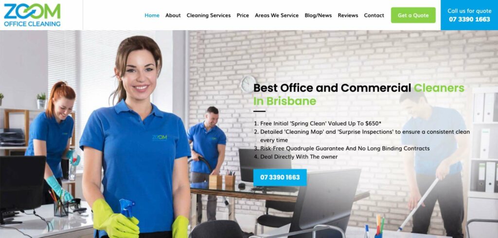 Zoom Office Cleaning Homepage