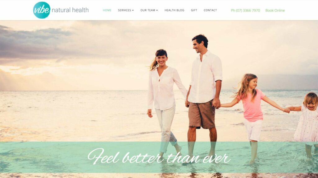 Vibe Natural Health Homepage