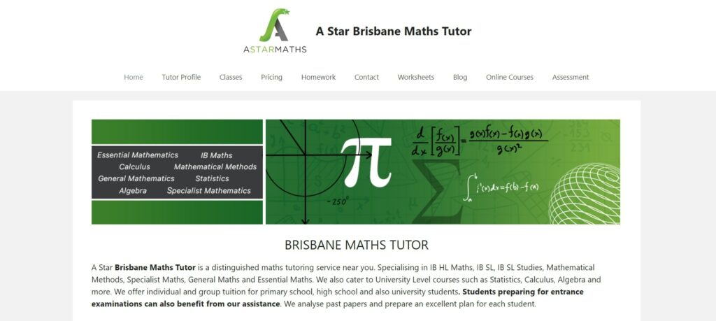 A Star Brisbane Maths Tutor Homepage