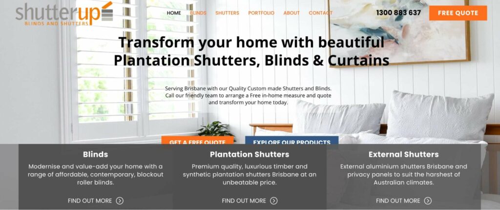 Shutterup Blinds & Shutters Homepage