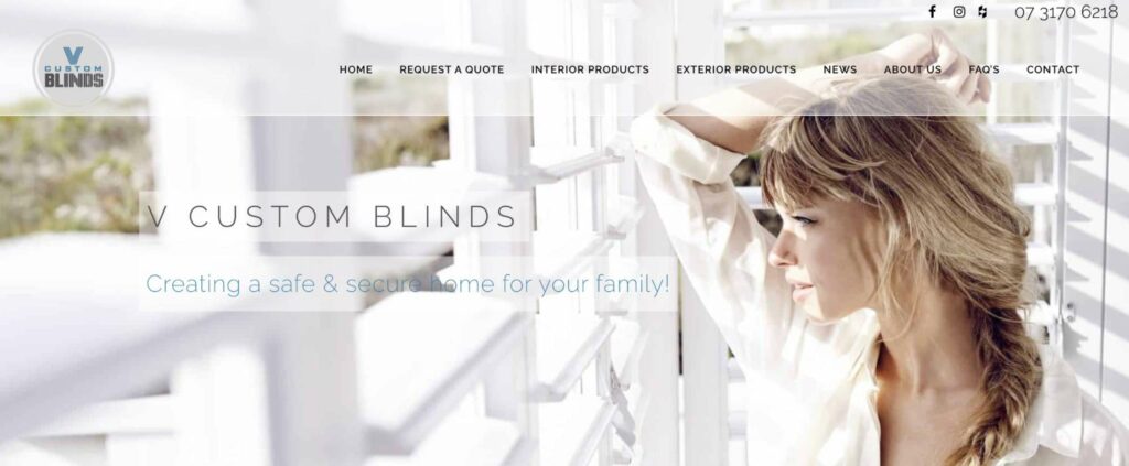 V Custom Blinds Homepage