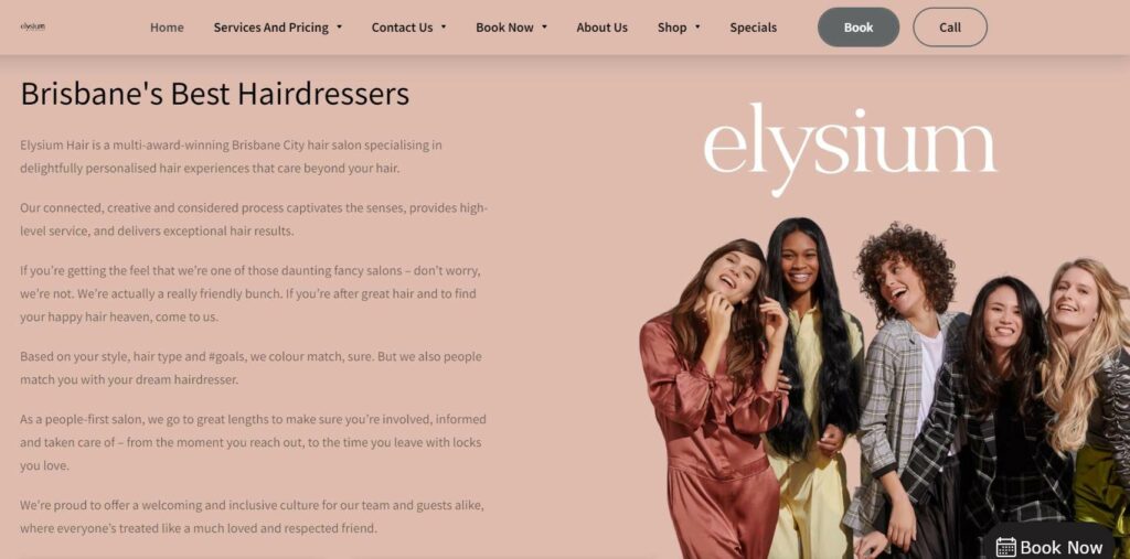 Elysium Hair Brisbane Homepage