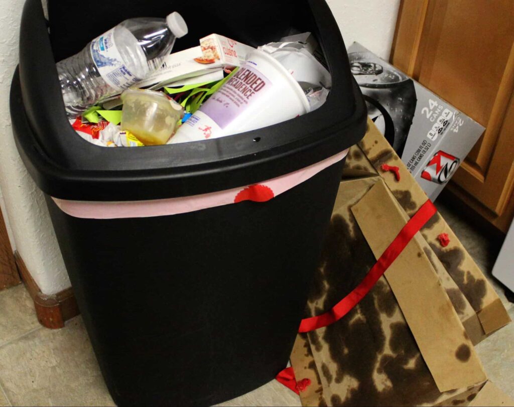 Open Trash Cans and Garbage Bags