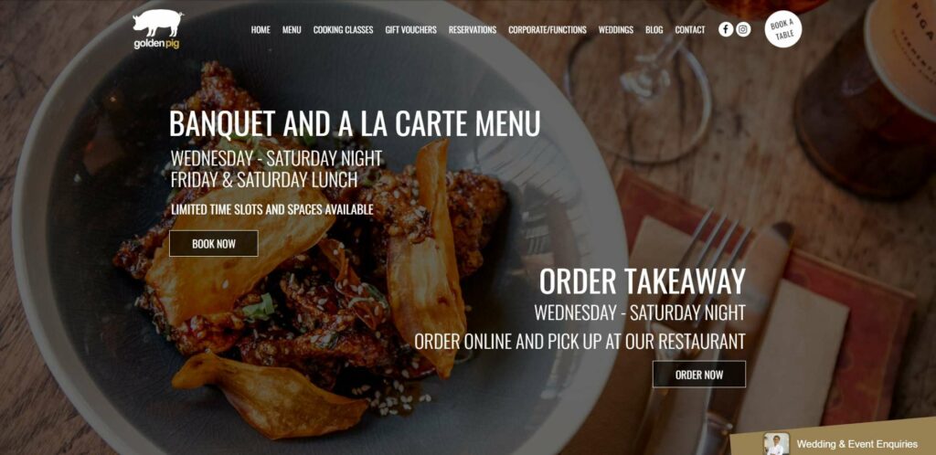 The Golden Pig Restaurant & Cooking School Homepage