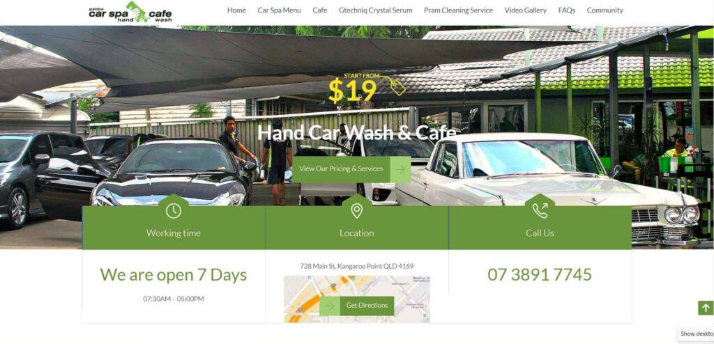 Gabba Car Spa Cafe' Homepage