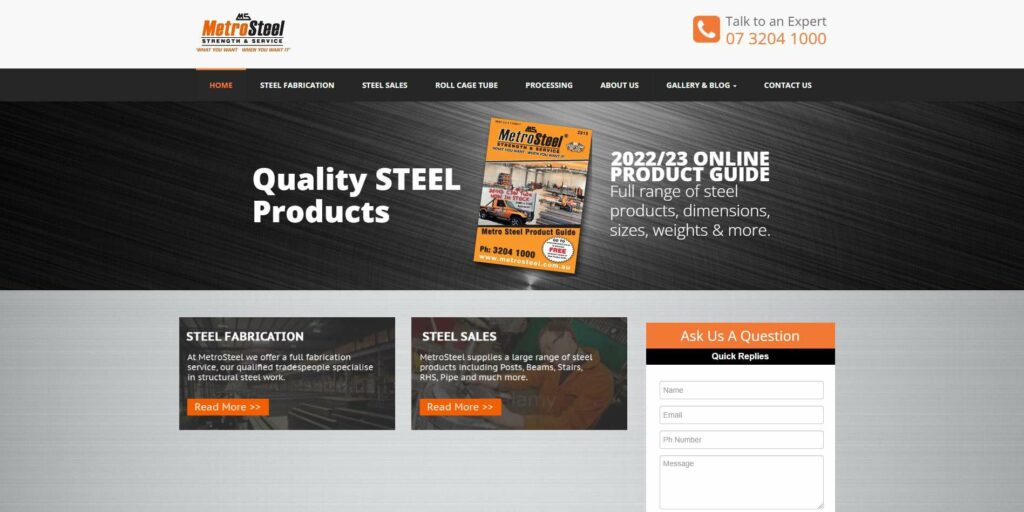 Metro Steel's homepage