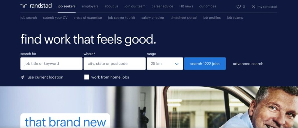 Randstad Recruitment Agency's Homepage