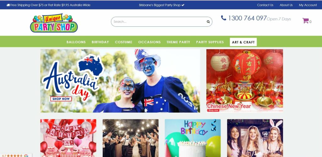 Unique Party Shop's Homepage