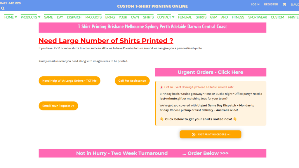 custom tshirt printing online homepage