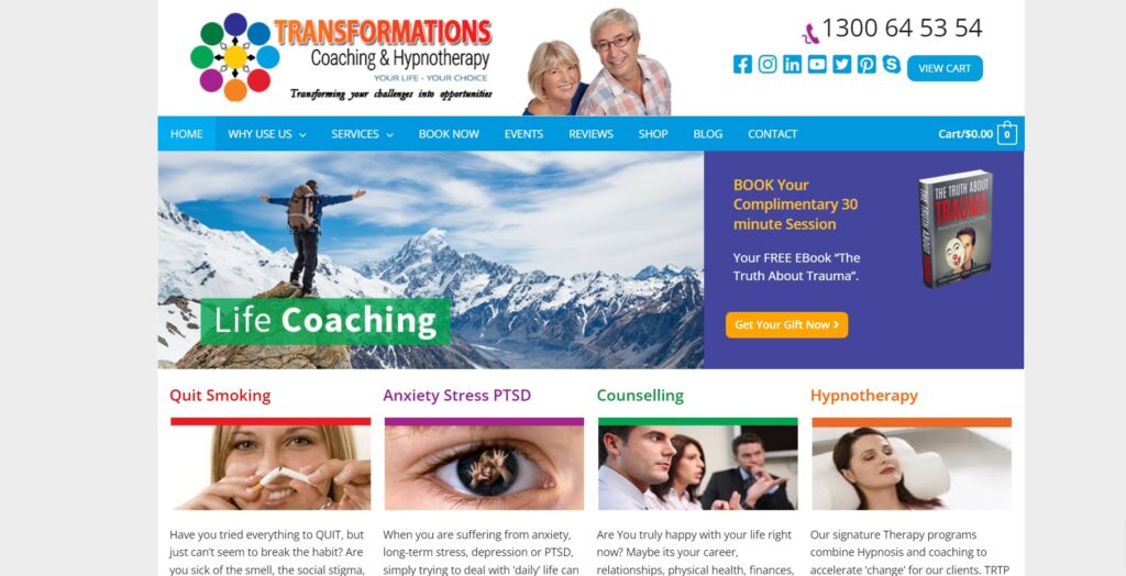 Transformations Coaching & Hypnotherapy Homepage
