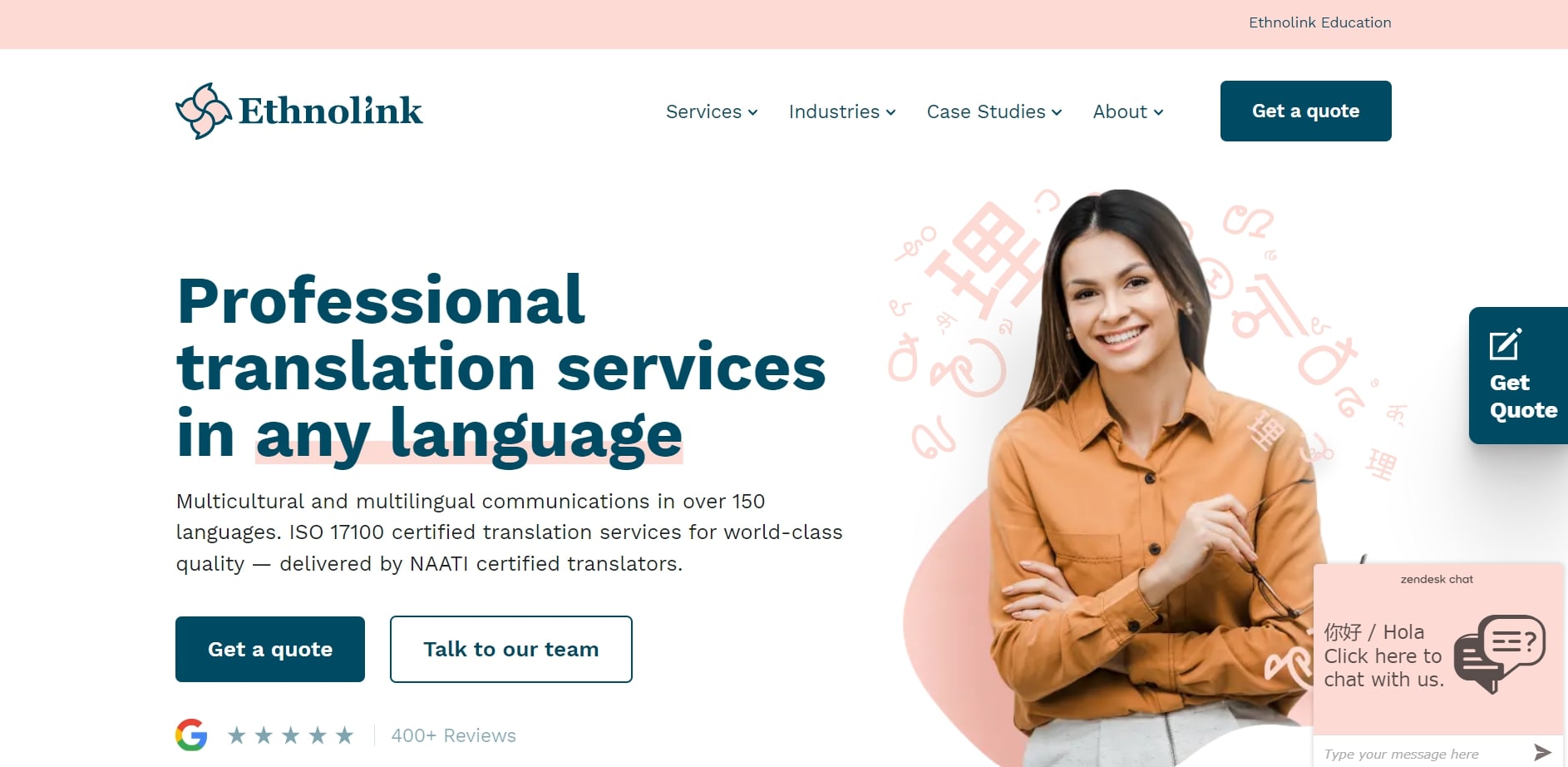 Ethnolink Translation Services's Homepage