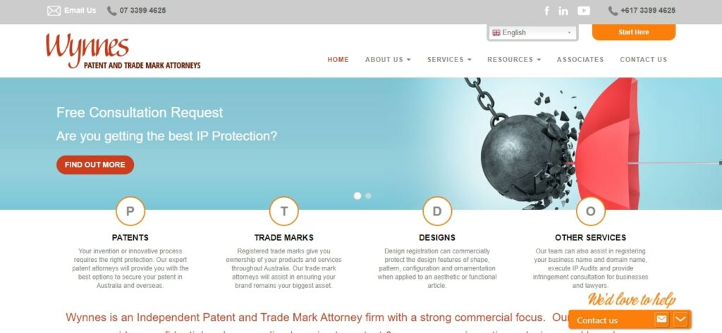 Wynnes Patent and Trade Mark Attorneys's Homepage