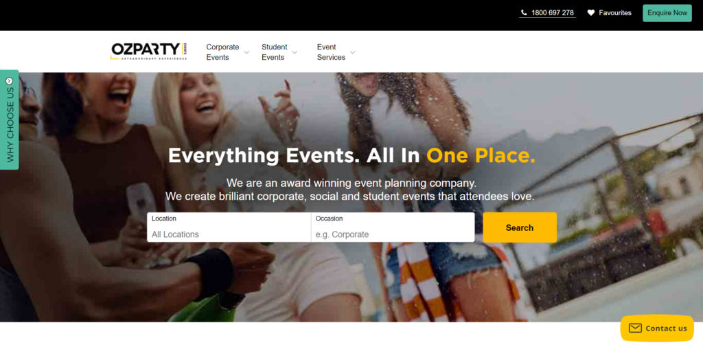 oz party events homepage