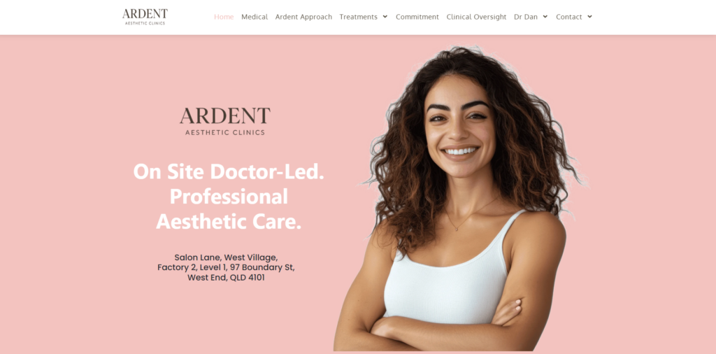 Ardent Aesthetic Clinics homepage